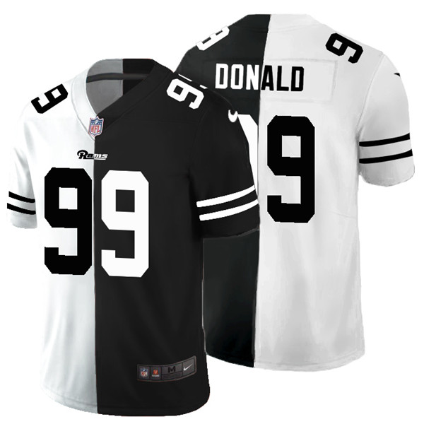 Men's Los Angeles Rams #99 Aaron Donald Black & White NFL Split Limited Stitched Jersey